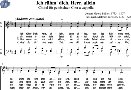 Bäßler, J.G.: Ich rühm' dich. Herr, allein (Choral) - Coro>SATB:0