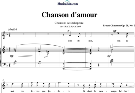 Chausson, Ernest: Chanson d'amour - Solo>Alt+Klavier:0