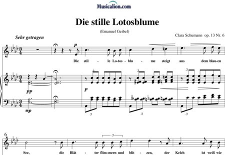 Schumann, Clara : Die stille Lotosblume - Solo>Ten+Klavier:0