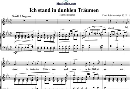 Schumann, Clara : Ich stand in dunklen Träumen - Solo>ten+Piano:0
