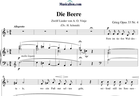 Grieg, Edvard Hagerup: Die Beere - Solo>Sop+Klavier:0