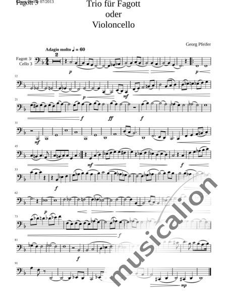 Pfeifer, Georg: Trio für Fagott oder Violoncello - Fagott C 3:10