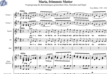 Bühler, Franz: Maria, frömmste Mutter (Vespergesang) - Chor>SAB+Org+[Vl2+Vc+Kb]:0