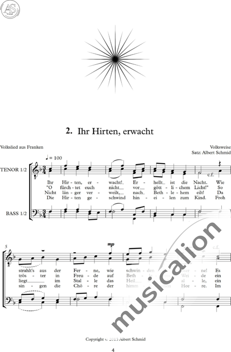 Schmid, Albert: Ihr Hirten, erwacht - Chor>TTBB:4