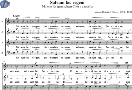 Lützel, Johann (Jakob) Heinrich: Salvum fac regem (Motette) - Chor>SATB:0