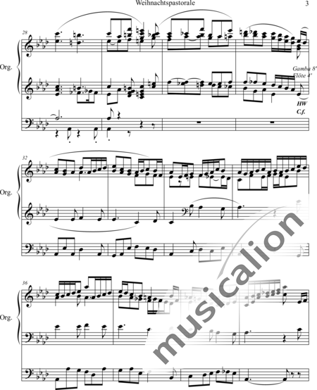 Sattler, Carl: Weihnachtspastorale "Es ist ein Ros entsprungen" - Orgel>mPed:3