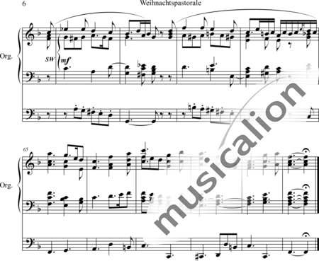 Sattler, Carl: Weihnachtspastorale "Es ist ein Ros entsprungen" - Orgel>mPed:6