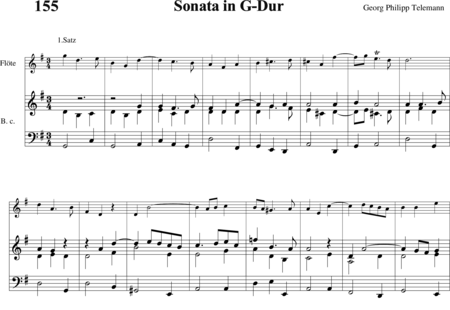 Telemann, Georg Philipp: Sonate in G-Dur. Satz. 1 - Blockflöte+Basso Continuo:0