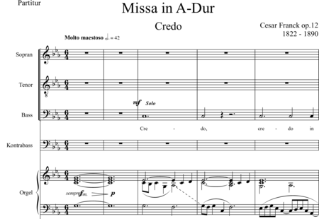 Franck, César: Missa A-Dur Credo - Solo>Sop/Ten/Bass+Chor>STB+OrgmP+[Vc+Kb]:0