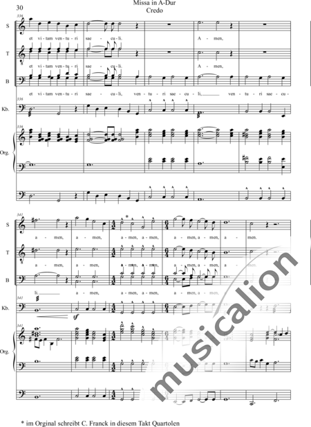 Franck, César: Missa A-Dur Credo - Solo>Sop/Ten/Bass+Chor>STB+OrgmP+[Vc+Kb]:30