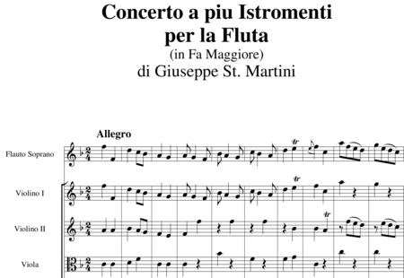 Sammartini (auch St. Martini), Giuseppe: Concerto F-Dur für Sopranblockflöte und Streicher: 1. Satz - Blockflöte+[Vl2+Vla+Vc]:0