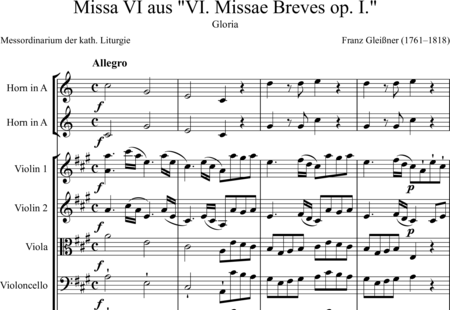 Gleißner, Franz: Gloria - Coro>SATB+Cr2+Org+[Vl2+Vla+Vc+Cb]:0