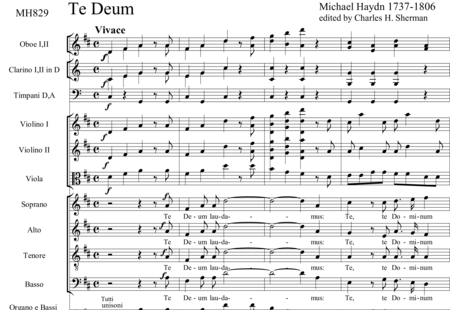 Haydn, (Johann) Michael: Te Deum in D - Chor>SATB+[Ob2+Klar2+Fg]+Pk+Org+[Vl2+Vla]:0