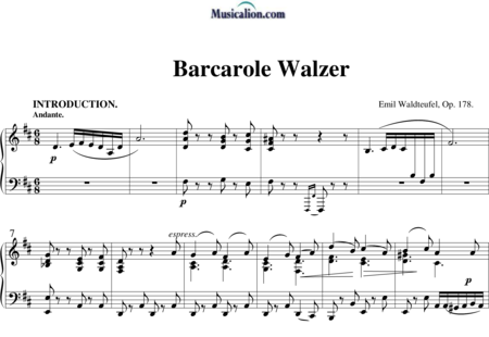 Waldteufel, Emile: Barcarole Waltz - Piano:0
