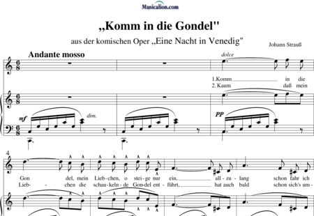 Strauss, Johann: Komm in die Gondel - Solo>Ten+Piano:0
