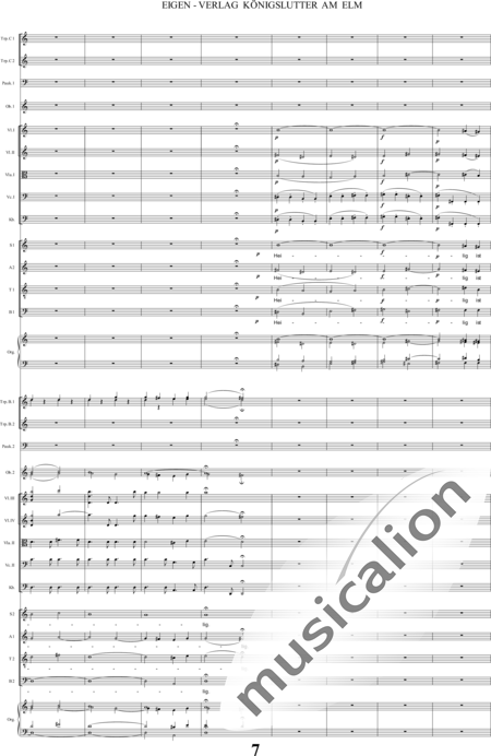 Bach, Carl Philipp Emanuel: Santo - Solo>alto+Coro>SSAATTBB+Ob2+Trp6+Tp2+Org2+[Vl4+Vla2+Vc2+Cb2]:7