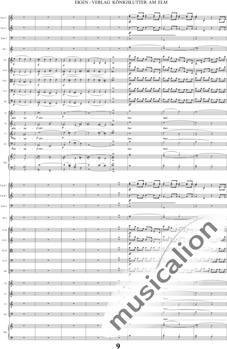 Bach, Carl Philipp Emanuel: Santo - Solo>alto+Coro>SSAATTBB+Ob2+Trp6+Tp2+Org2+[Vl4+Vla2+Vc2+Cb2]:9