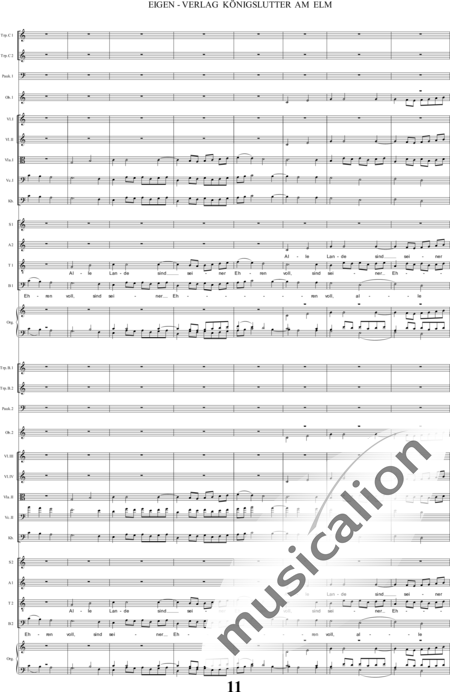 Bach, Carl Philipp Emanuel: Santo - Solo>alto+Coro>SSAATTBB+Ob2+Trp6+Tp2+Org2+[Vl4+Vla2+Vc2+Cb2]:11