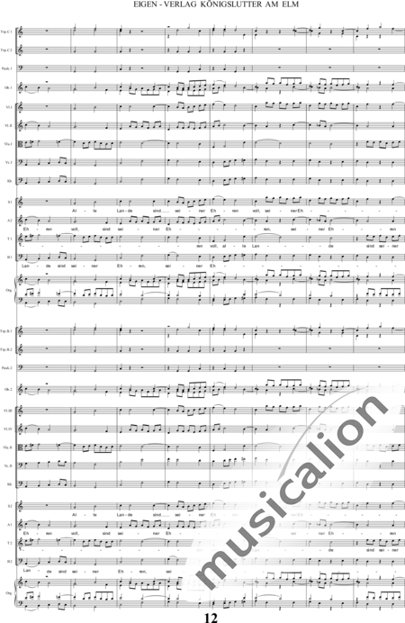 Bach, Carl Philipp Emanuel: Santo - Solo>alto+Coro>SSAATTBB+Ob2+Trp6+Tp2+Org2+[Vl4+Vla2+Vc2+Cb2]:12