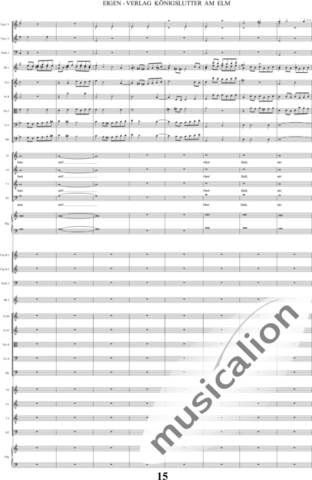 Bach, Carl Philipp Emanuel: Santo - Solo>alto+Coro>SSAATTBB+Ob2+Trp6+Tp2+Org2+[Vl4+Vla2+Vc2+Cb2]:15