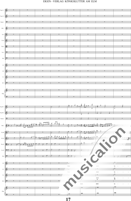 Bach, Carl Philipp Emanuel: Santo - Solo>alto+Coro>SSAATTBB+Ob2+Trp6+Tp2+Org2+[Vl4+Vla2+Vc2+Cb2]:17