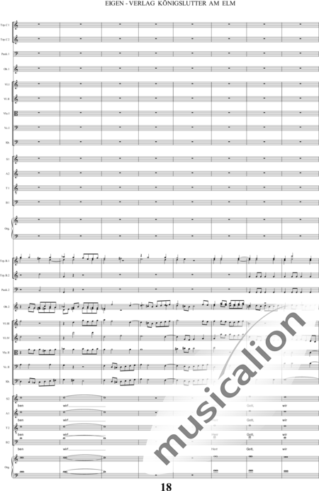 Bach, Carl Philipp Emanuel: Santo - Solo>alto+Coro>SSAATTBB+Ob2+Trp6+Tp2+Org2+[Vl4+Vla2+Vc2+Cb2]:18
