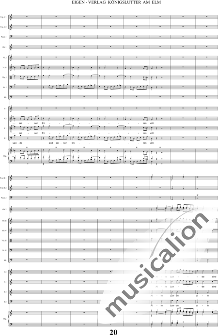 Bach, Carl Philipp Emanuel: Santo - Solo>alto+Coro>SSAATTBB+Ob2+Trp6+Tp2+Org2+[Vl4+Vla2+Vc2+Cb2]:20