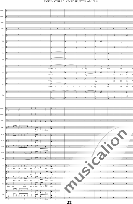 Bach, Carl Philipp Emanuel: Santo - Solo>alto+Coro>SSAATTBB+Ob2+Trp6+Tp2+Org2+[Vl4+Vla2+Vc2+Cb2]:22