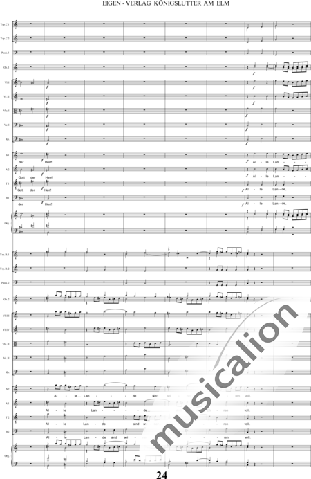 Bach, Carl Philipp Emanuel: Santo - Solo>alto+Coro>SSAATTBB+Ob2+Trp6+Tp2+Org2+[Vl4+Vla2+Vc2+Cb2]:24