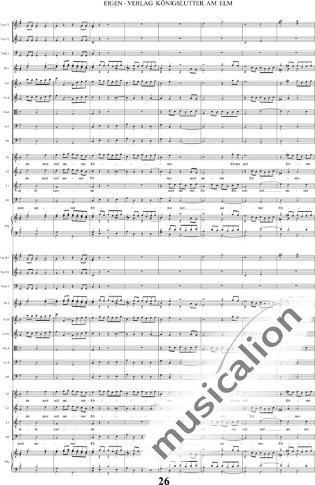 Bach, Carl Philipp Emanuel: Santo - Solo>alto+Coro>SSAATTBB+Ob2+Trp6+Tp2+Org2+[Vl4+Vla2+Vc2+Cb2]:26