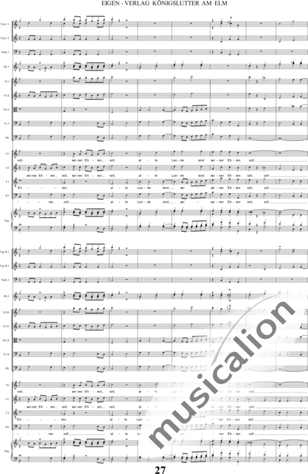 Bach, Carl Philipp Emanuel: Santo - Solo>alto+Coro>SSAATTBB+Ob2+Trp6+Tp2+Org2+[Vl4+Vla2+Vc2+Cb2]:27