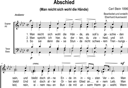 Stein, Carl : Abschied - Choir>SATB:0