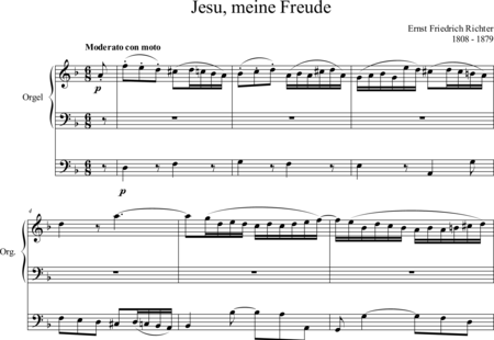 Richter, Ernst Friedrich Eduard: Choralbearbeitung Jesu, meine Freude - Orgel>mPed:0