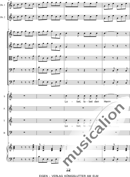 Graupner , Johann Christoph : Singet dem Herrn ein neues Lied: 5. Satz - Chor>SATB+[Fl2+Ob2]+Cem+[Vl2+Vla+Vc+Kb]:3