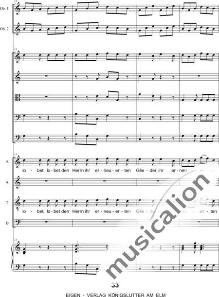 Graupner , Johann Christoph : Singet dem Herrn ein neues Lied: 5. Satz - Chor>SATB+[Fl2+Ob2]+Cem+[Vl2+Vla+Vc+Kb]:4
