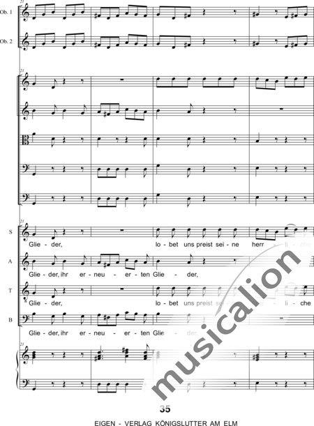 Graupner , Johann Christoph : Singet dem Herrn ein neues Lied: 5. Satz - Chor>SATB+[Fl2+Ob2]+Cem+[Vl2+Vla+Vc+Kb]:6