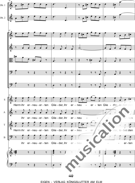Graupner , Johann Christoph : Singet dem Herrn ein neues Lied: 5. Satz - Chor>SATB+[Fl2+Ob2]+Cem+[Vl2+Vla+Vc+Kb]:11