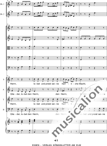 Graupner , Johann Christoph : Singet dem Herrn ein neues Lied: 5. Satz - Chor>SATB+[Fl2+Ob2]+Cem+[Vl2+Vla+Vc+Kb]:12