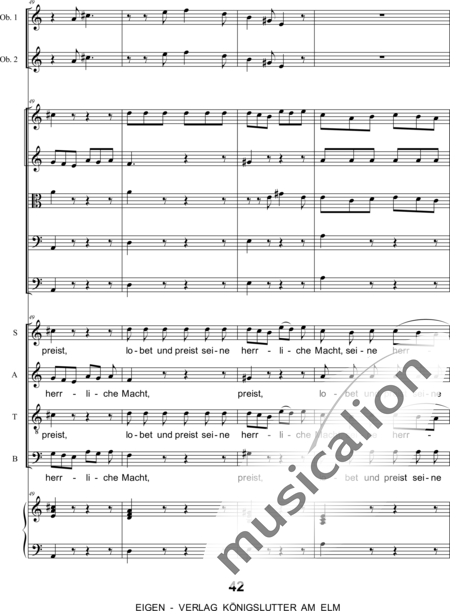 Graupner , Johann Christoph : Singet dem Herrn ein neues Lied: 5. Satz - Chor>SATB+[Fl2+Ob2]+Cem+[Vl2+Vla+Vc+Kb]:13