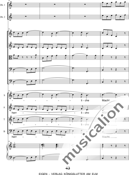 Graupner , Johann Christoph : Singet dem Herrn ein neues Lied: 5. Satz - Chor>SATB+[Fl2+Ob2]+Cem+[Vl2+Vla+Vc+Kb]:14