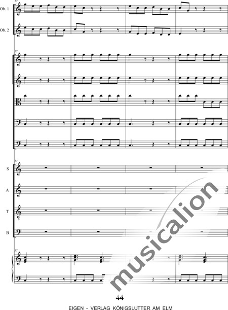 Graupner , Johann Christoph : Singet dem Herrn ein neues Lied: 5. Satz - Chor>SATB+[Fl2+Ob2]+Cem+[Vl2+Vla+Vc+Kb]:15