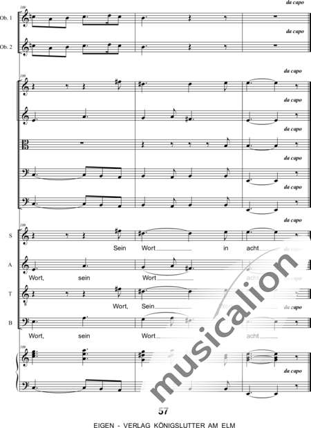 Graupner , Johann Christoph : Singet dem Herrn ein neues Lied: 5. Satz - Chor>SATB+[Fl2+Ob2]+Cem+[Vl2+Vla+Vc+Kb]:28
