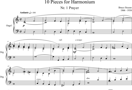 Steane, Bruce: 10 Pieces for Harmonium Nr. 1 Prayer - Órgano:0