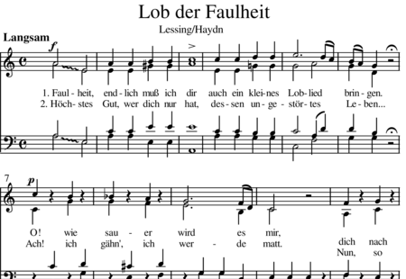 Haydn, (Franz) Joseph: Lob der Faulheit - Chor>SATB:0