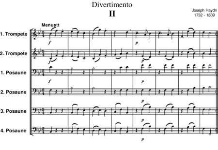 Haydn, (Franz) Joseph: Divertimento 2. Menuett - Posaune 4+Trompete 2:0