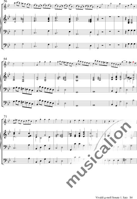 Vivaldi, Antonio: Sonata G Minor for Recorder + BC 2nd Movement - Recorder+Pf+Vlc:4