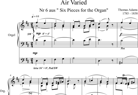 Adams, Thomas: Air Varied - Orgel>mPed:0
