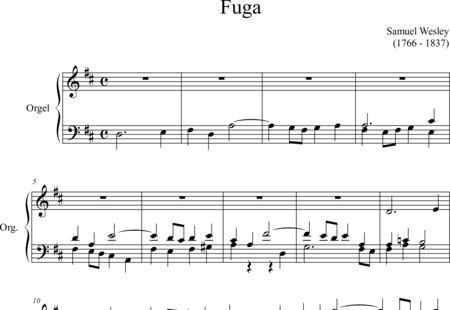 Wesley, Samuel: Fuga D-Dur - Orgel>mPed:0