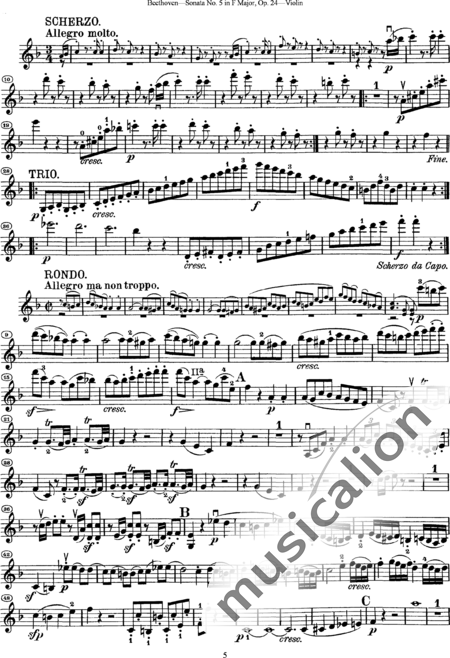 Beethoven, Ludwig van: Violinsonate ("Frühlingssonate") Nr. 5 in F-Dur 1. Satz - Violine+Klavier:5