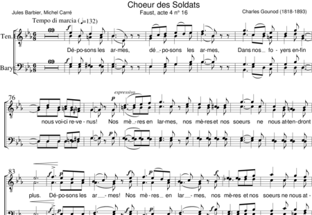 Gounod, Charles
: Chorus of Soldiers - Coro>TTBB:0